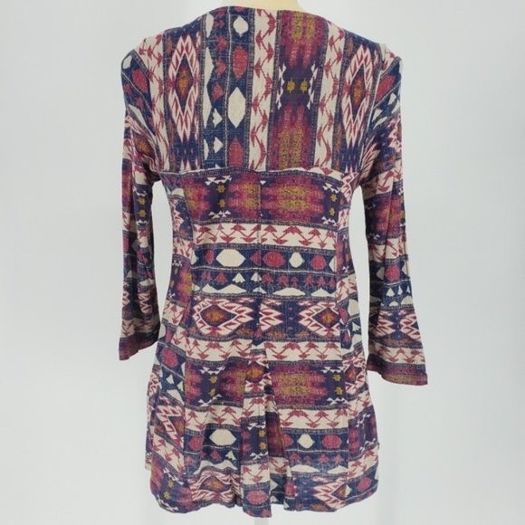 Lucky Brand Aztec Print Trapeze Button Top  XS - Picture 3 of 7
